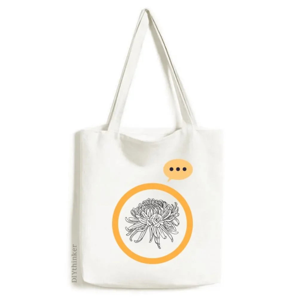 Flower Chrysanthemum Illustration Expression Sack Canvas Tote Shoulder Bag