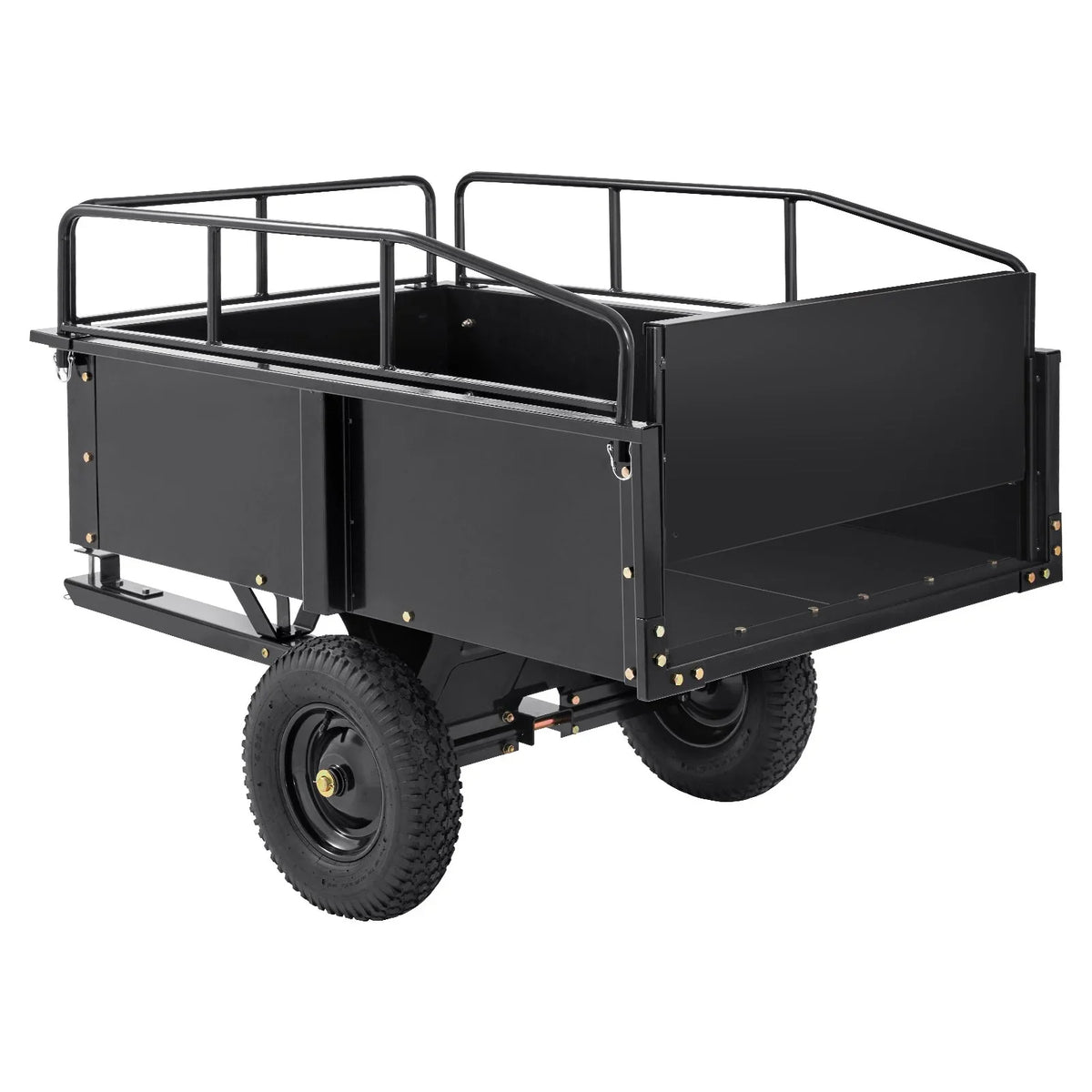 Heavy Duty  Trailer, 750lb Steel Dump Cart with 15 Cubic Feet Capacity, Garden Utility Trailer for Riding Lawn Mower Tractor