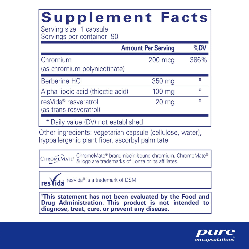 Pure Encapsulations Metabolic Xtra | Supplement to Support Insulin Receptor Function, Glucose Metabolism, and Homeostasis* | 90 Capsules