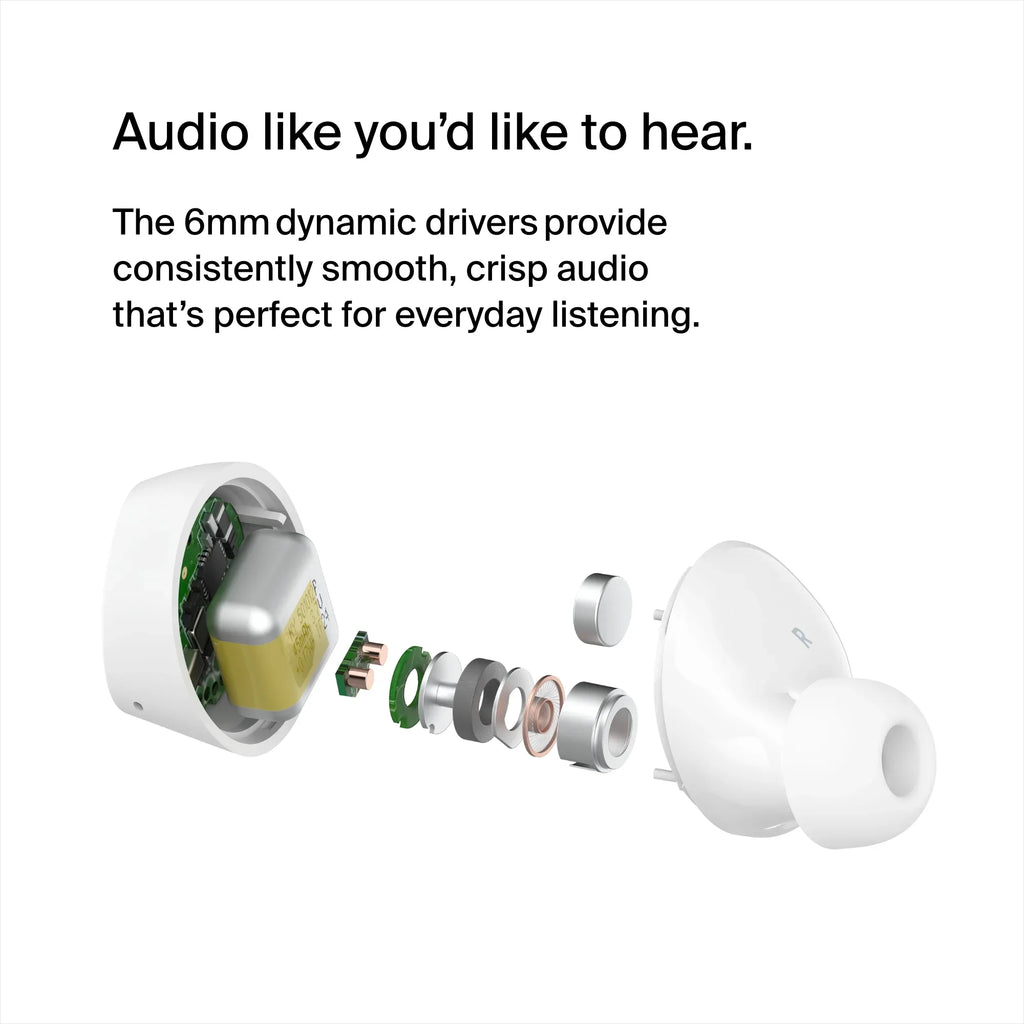 Belkin SoundForm™ Bolt, True Wireless Earbuds, Wireless Charging, IPX5 Sweat and Water Resistant, -C, Up to 28 Hours of Battery Life, iPhone, Galaxy, Pixel and More - White