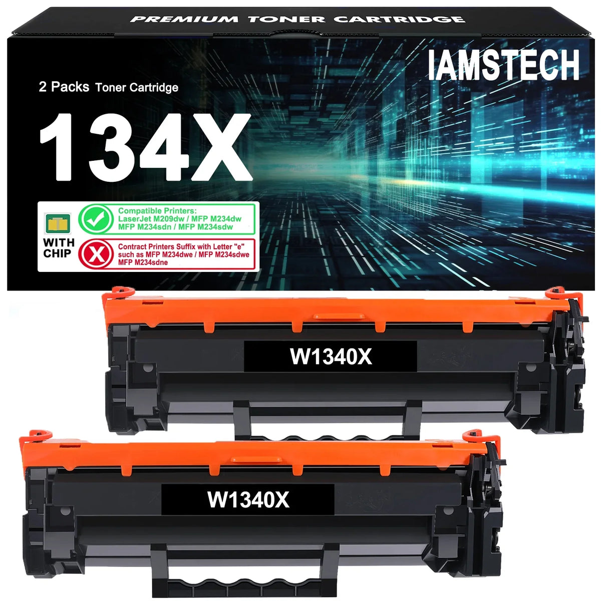 134X 134A Toner Cartridge Compatible for  W1340X W1340A LaserJet M209dw  M234dw M234sdn M234sdw Printer Ink High Yield (Black, 2-Pack)