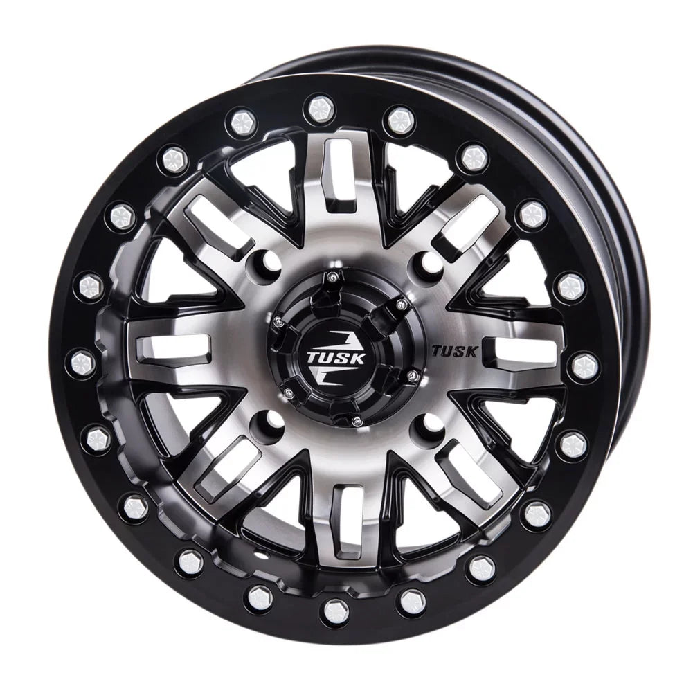 4/156 Tusk Teton Beadlock Wheel 14x7 4.0 + 3.0 Machined/Black For  Wolverine  2 1000 Sport 2022