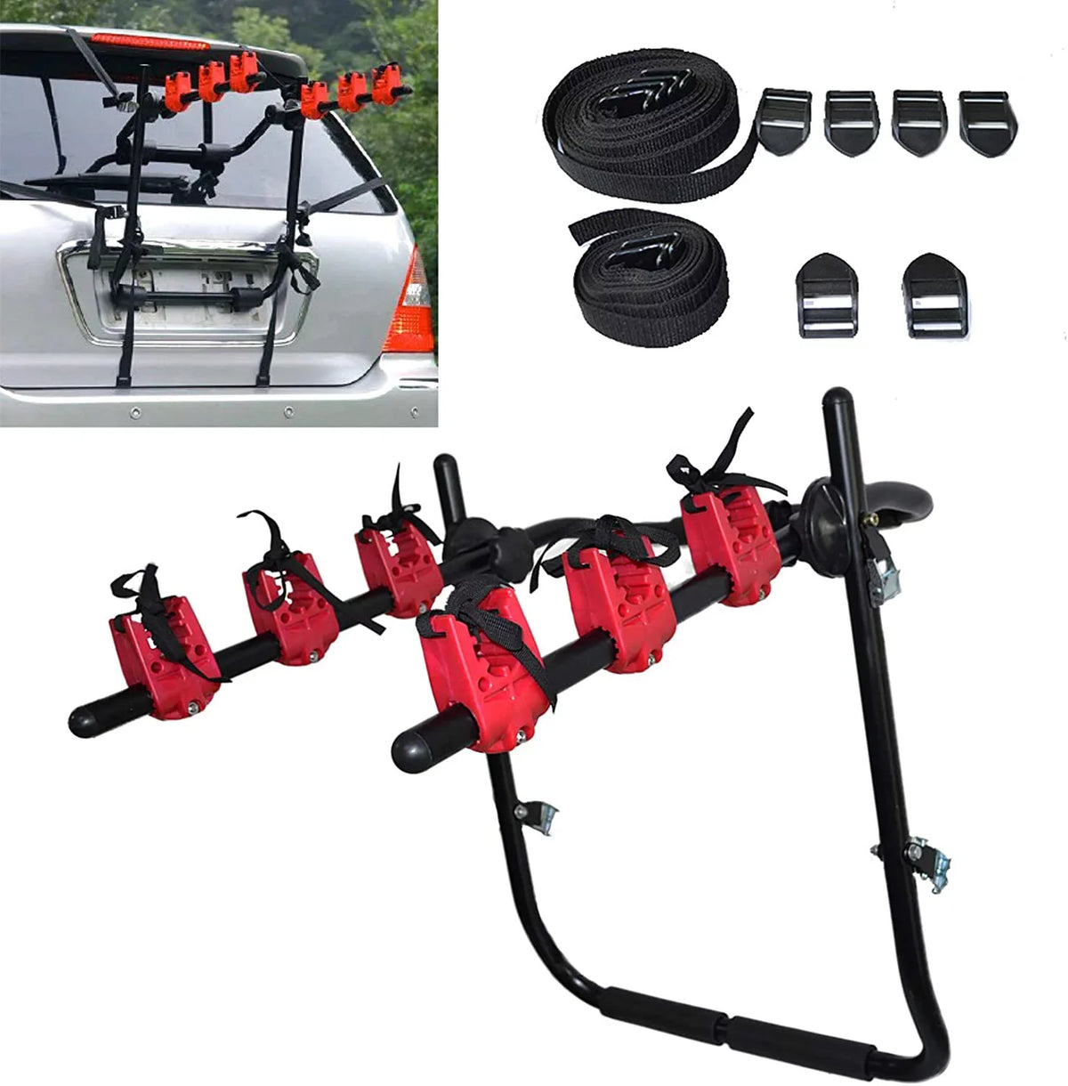 3-Bike Trunk Mount Rack Auto Hitch Mount Fit For Car Truck Carrier Van