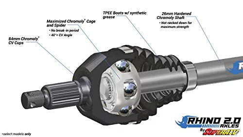 SuperATV Heavy Duty Rhino 2.0   Axle for 2020+ Kawasaki Teryx  1000|1 Front Left Axle|Stronger Than Stock|-4-88--0-