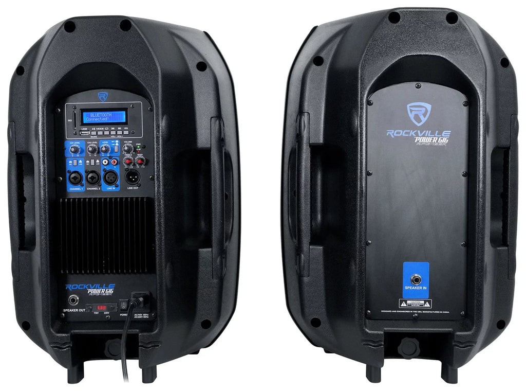 Rockville RPG122K 12" Portable  System 2 Powered Speakers Bluetooth+Mic+Stands