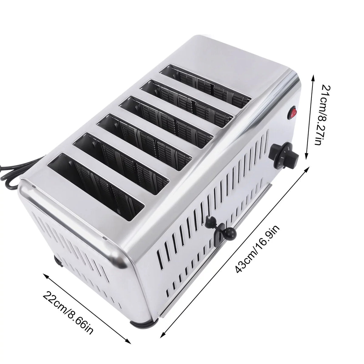 Commercial 6-Slice Toaster 1680W Electric Bread Toaster Bagel Toaster Machine