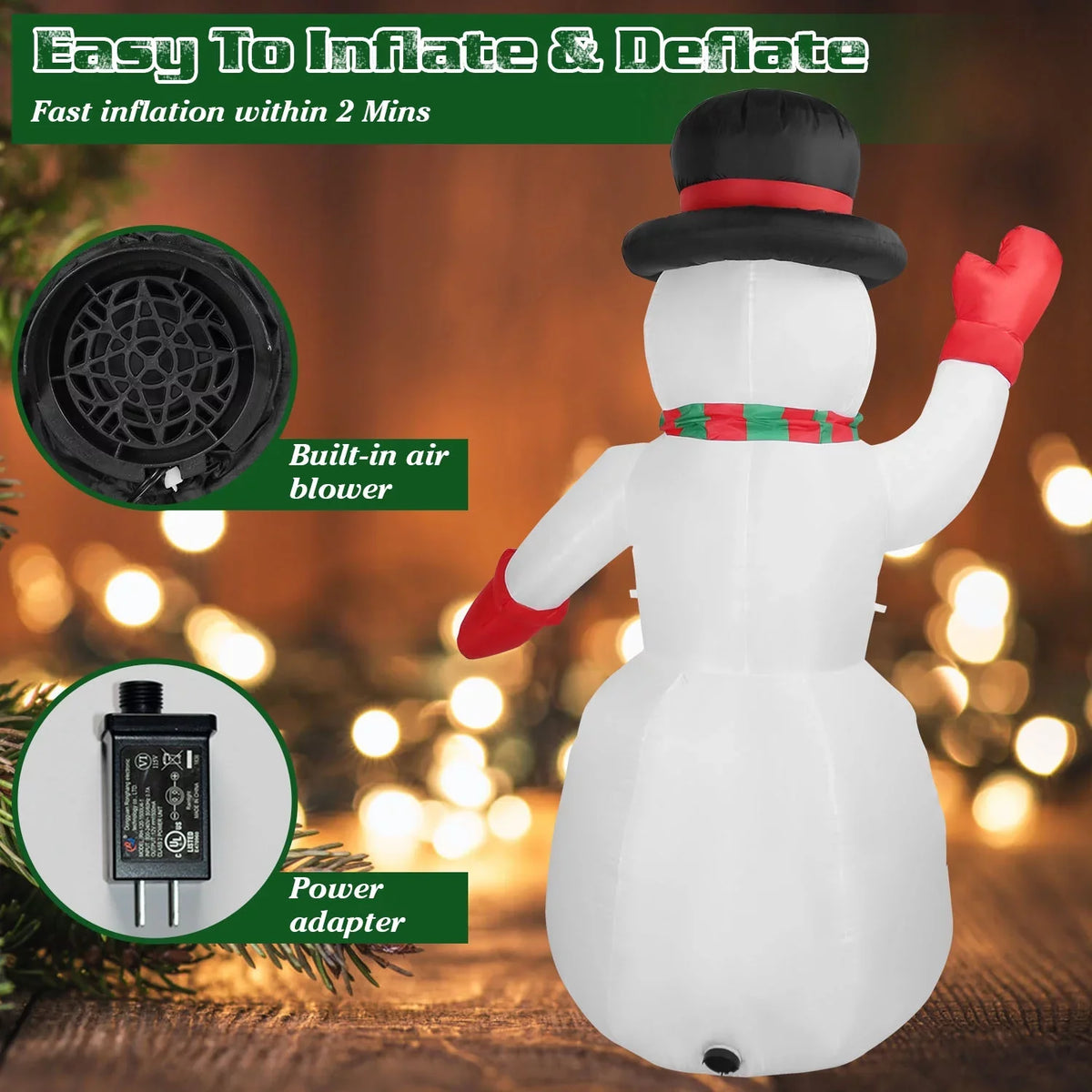 iMountek 7.9ft Christmas Inflatable Giant Snowman, Holiday Blow Up Yard Decoration, Huge Light Up Snowman for Holiday Party Garden Yard Lawn Winter Decor