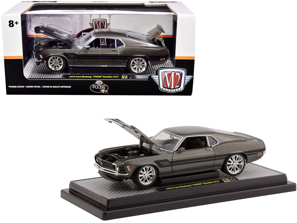 1970 Ford Mustang "Foose" Gambler 514 Jaguar British Racing Green Metallic with Black Stripes Ltd Ed 6880 pcs 1/24 Diecast Model Car by M2 Machines