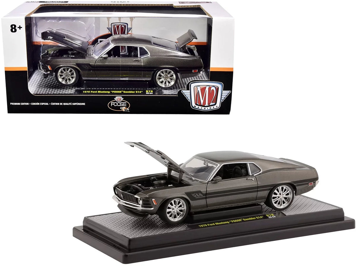 1970 Ford Mustang "Foose" Gambler 514 Jaguar British Racing Green Metallic with Black Stripes Ltd Ed 6880 pcs 1/24 Diecast Model Car by M2 Machines