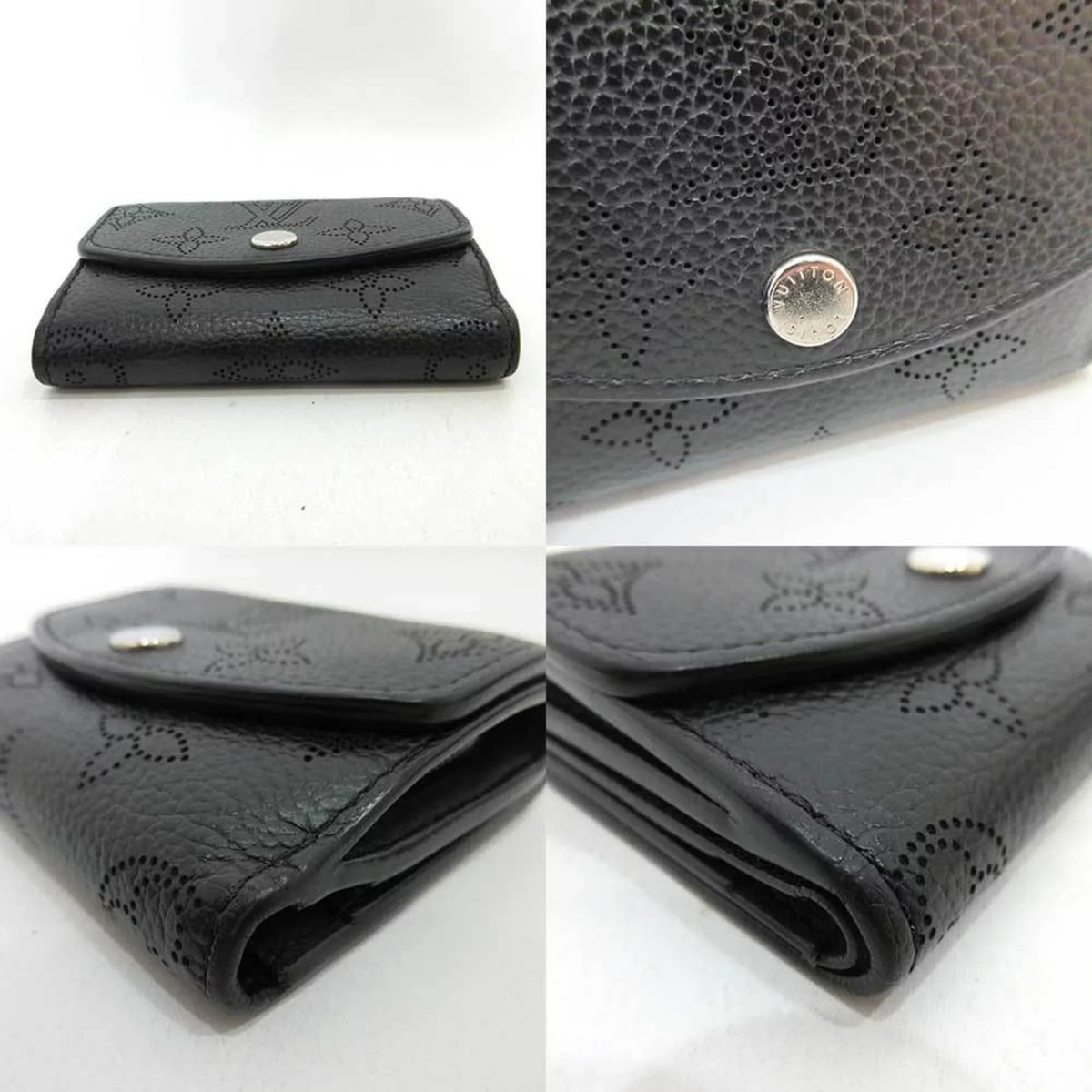 Pre-Owned Louis Vuitton Wallet Portofeu Ilysse  Noir Black Mini Trifold Women's Monogram Mahina M67498  (Good)