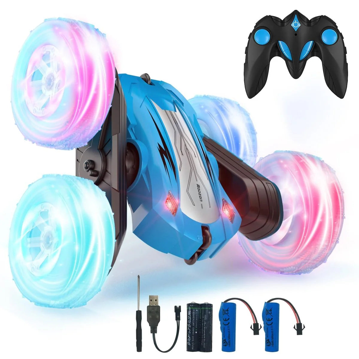 RC Stunt Truck 360° Spin – 2.4GHz Remote, LED Wheels, Dual Battery