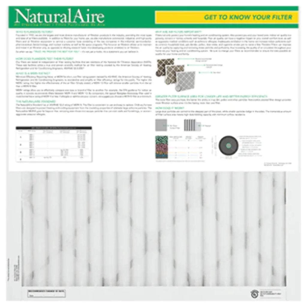 23x23x1, Naturalaire Standard Air Filter Merv 8, 84858.012323, Pack12