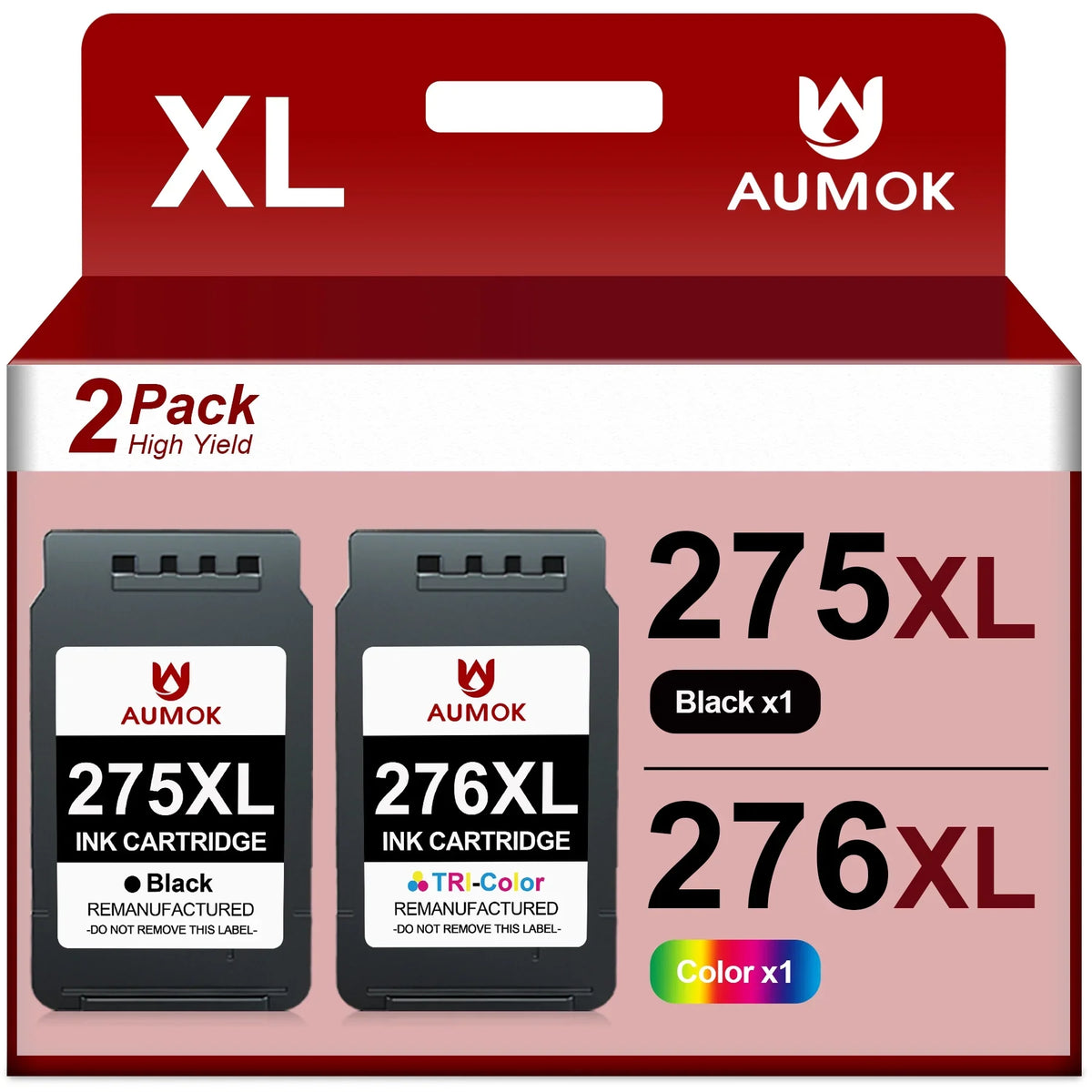 275XL 276XL Ink Cartridge Replacement for Canon -275 -276 275 276 Combo  Compatible with Canon  TS3520 TS3522 TS3500 TR4720 TR4722 TR4700 Printer(1 Black, 1 Color)