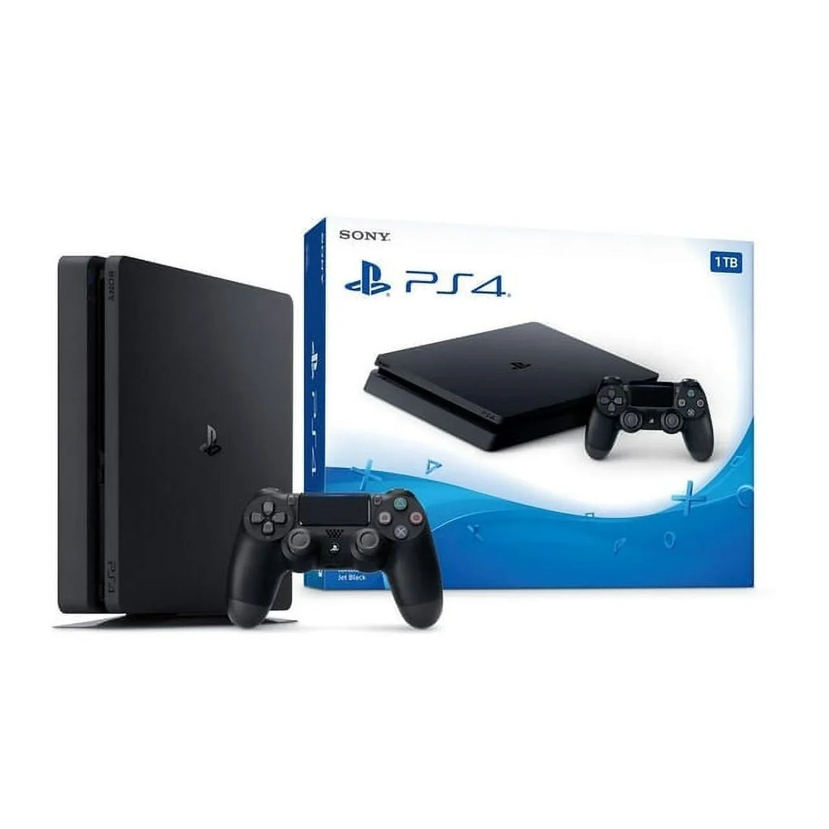 Sony 2215B PlayStation 4 Slim 1TB Gaming Console Black,  Cable 2 Controller With   Cleaning Kit Bundle Like New