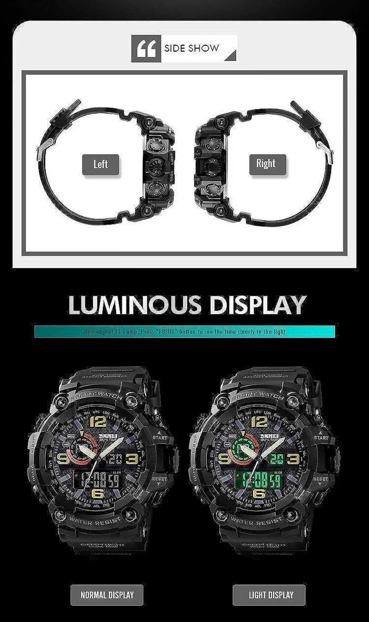 Gosasa Men's Watches Multi Function Military S-Shock Sports Watch  Digital Waterproof Alarm Watches