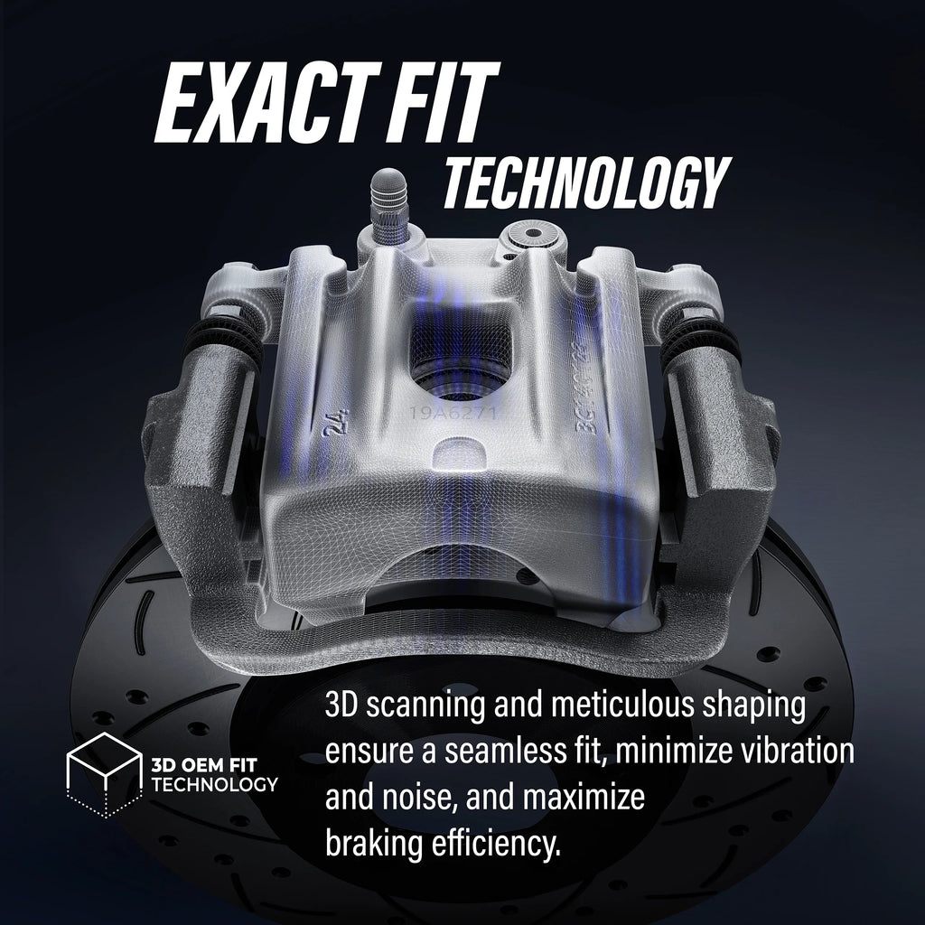 Transit Auto Rear Disc Brake Coated Caliper Drilled Slotted Rotors And Ceramic Pads Kit For 2012 Ram C/V With Single Piston Front From 03 24 12 -100639T