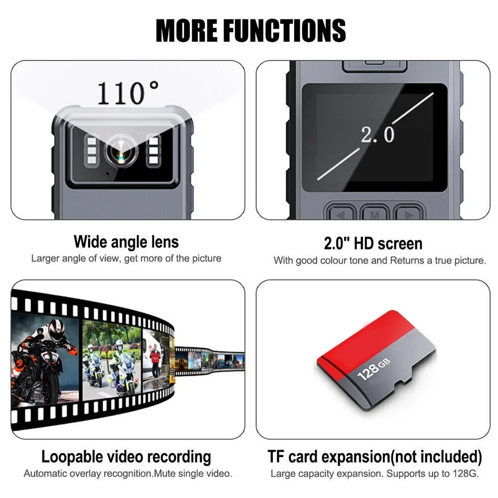 JahyShow Night Vision Body Camera - Mini Camcorder with 1080P Audio Video  and WiFi Connectivity