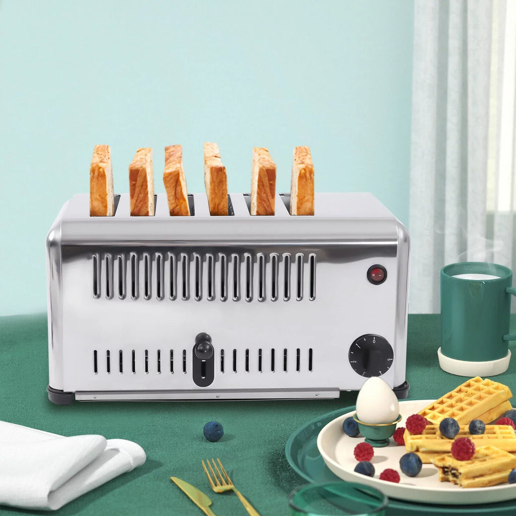 Commercial 6-Slice Toaster 1680W Electric Bread Toaster Bagel Toaster Machine