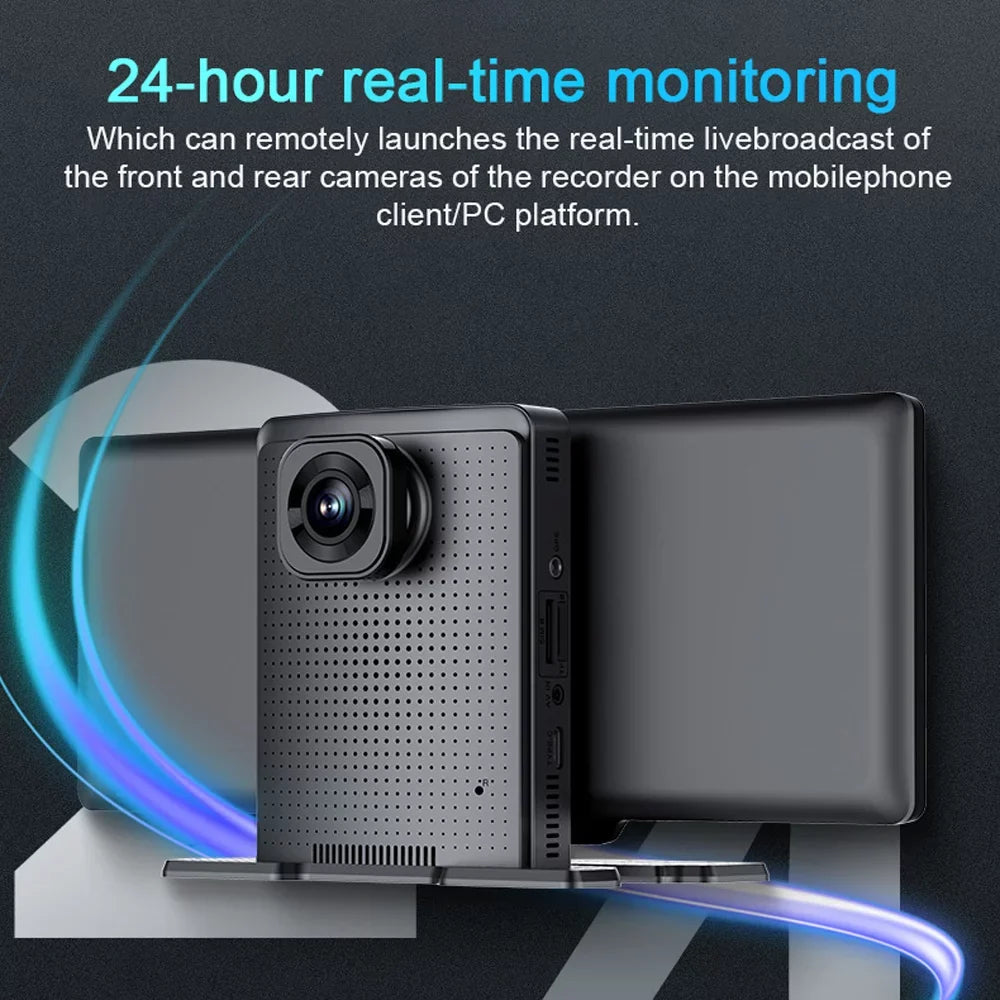 Tomshoo Multi-language Dual Lens Car Video Recorder Auto Dash Cam Car Recorder Night Viewing 10.26in  170 Degree Wide Angle Car Global Positioning System Navigation