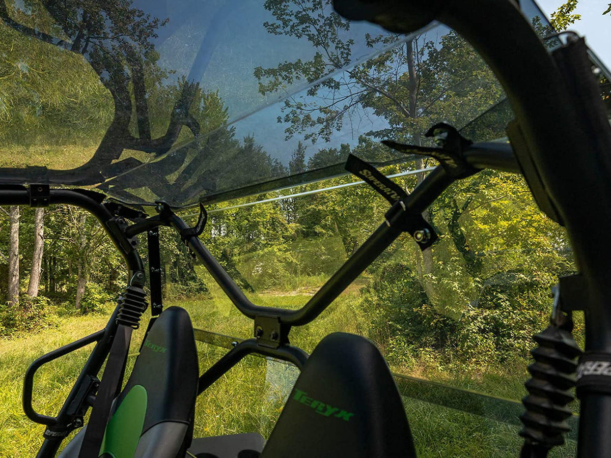 SuperATV Heavy Duty Rear Windshield for 2014+ Kawasaki Teryx 4 800 / 2021+ Teryx 4 S 1/4" Thick Lightly Tinted Polycarbonate 250x Stronger Than Glass Protects You From Flying Debris Made in !