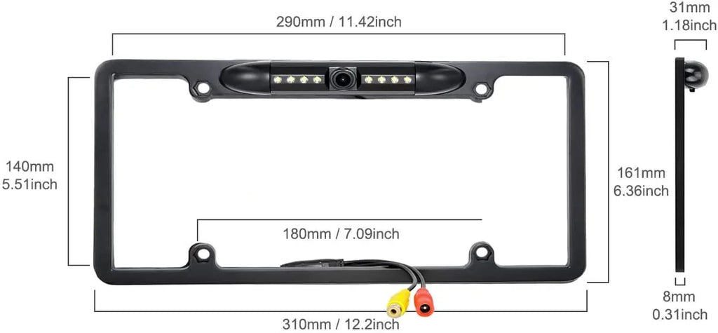Backup Camera Rearview License Plate Frame for  KWM56BT -M56BT Black