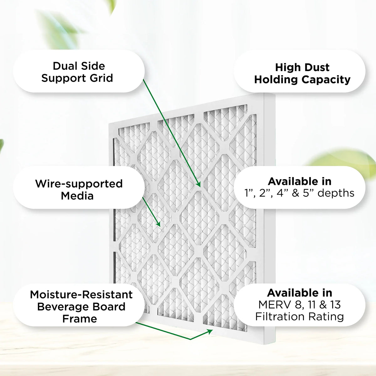 Pamlico Air 12x24x4  8 Pleated  Furnace Air Filters. Case of 6. Actual Size: 11-3/8 x 23-3/8 x 3-3/4