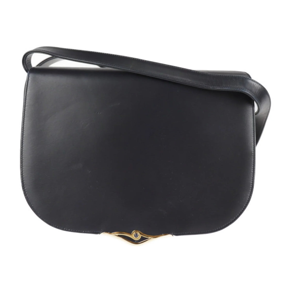 Pre-Owned  Cartier sapphire line shoulder bag calf leather dark navy 2WAY clutch (Good)
