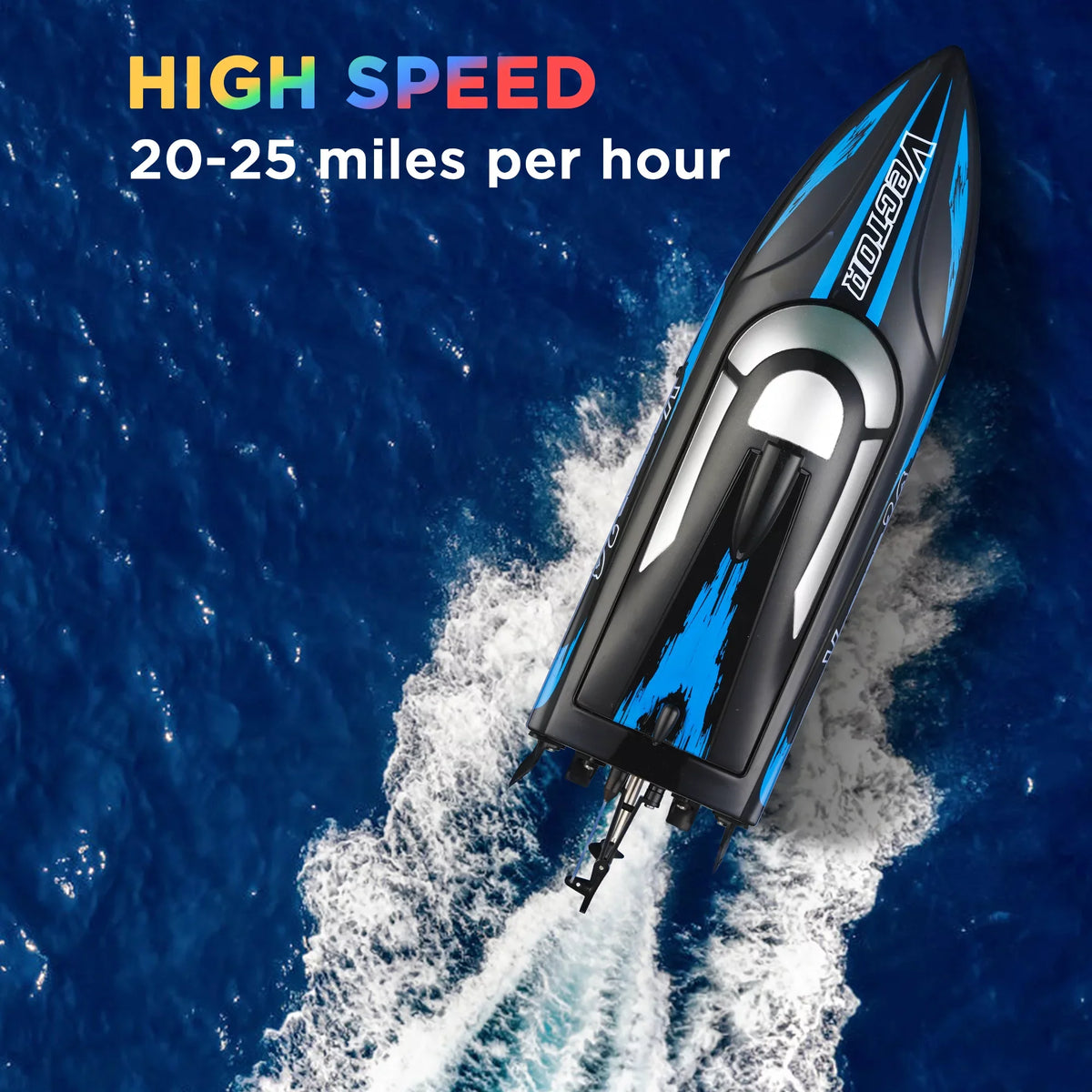 Remote Control Boat for Pools & Lakes, Campmoy Udi001 Venom Fast  Boat for Kids & Adults, Self Righting Remote Controlled Boat W/Extra Battery (Dark Blue)