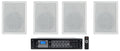 (4)   128  8" 50w Commercial 70v In-Wall Speakers+Amp For Restaurant