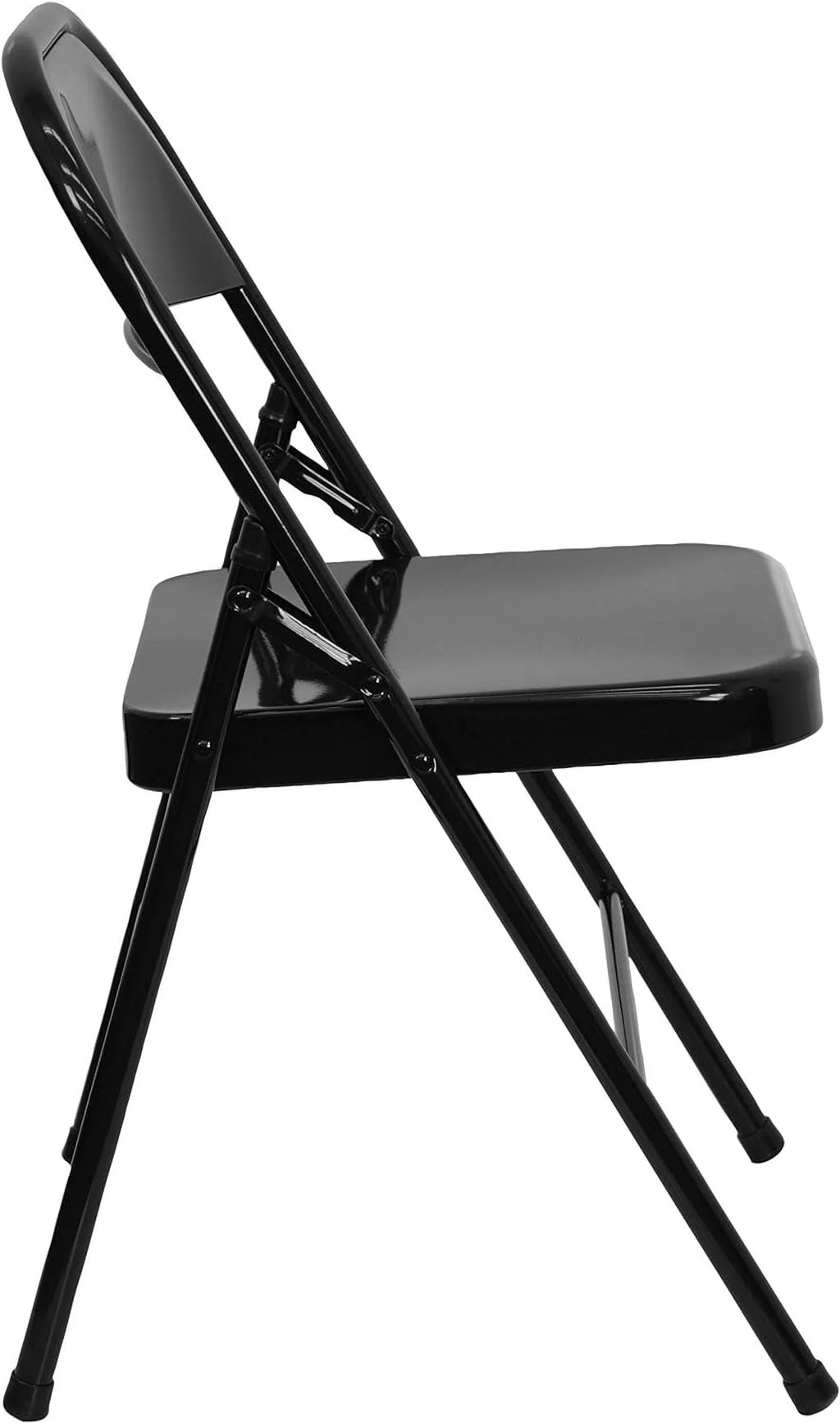 Series Triple Braced & Double Hinged Black Metal Folding Chair