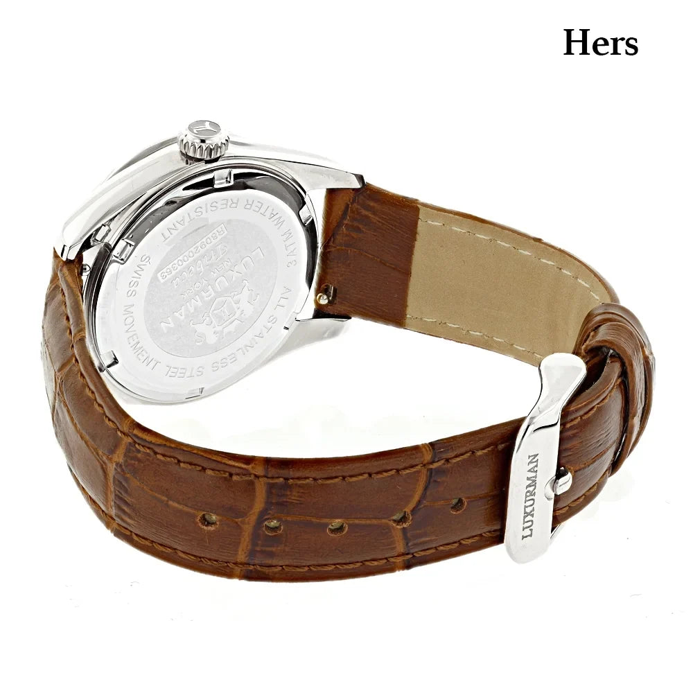 Matching His and Hers Watches White  Gold Plated Diamond Watches