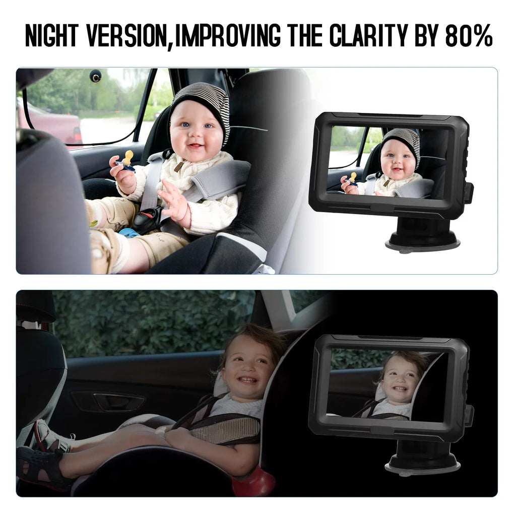 ammoon Invigilator Baby Car Mirror, Night Vision Monitor with 4.3'' Screen Wide View Angle, Resolution