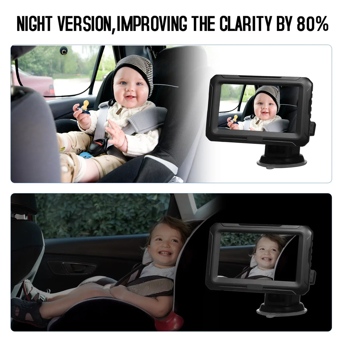 ammoon Invigilator Baby Car Mirror, Night Vision Monitor with 4.3'' Screen Wide View Angle, Resolution