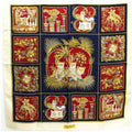 Pre-Owned Salvatore Ferragamo silk scarf muffler ivory × navy animal and plant pattern   ladies leopard print (Good)