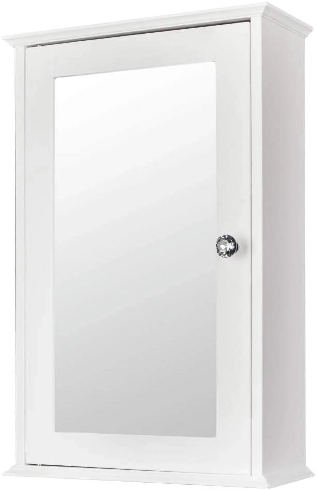 Bathroom Cabinet Wall Mount Mirrored Medicine Cabinet Storage Organizer with Single Door and 2 Adjustable Shelves White