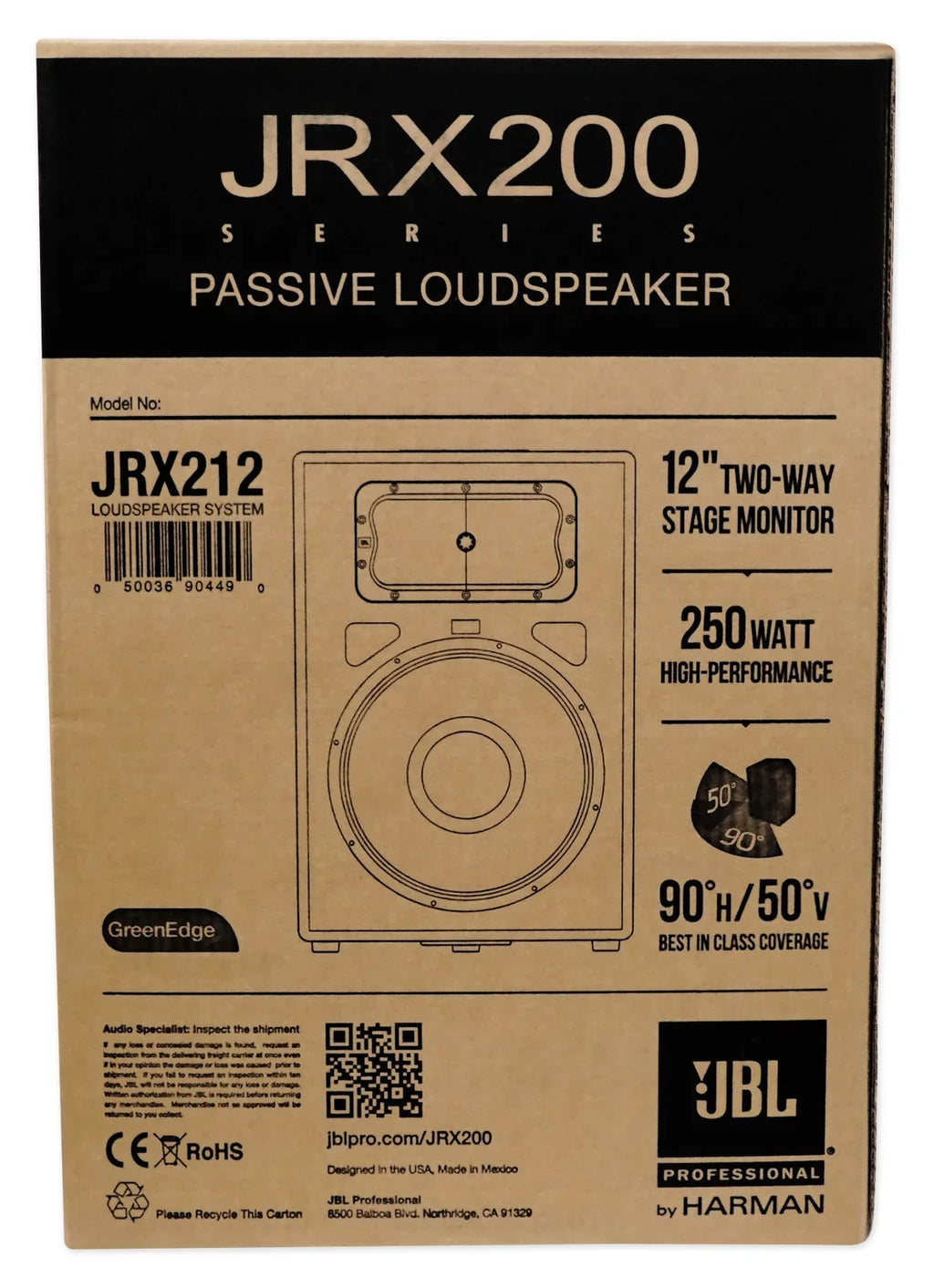 JRX212 1,000 Watt 12" 2-Way  P/A Speaker Floor Wedge Monitor + Hand Truck
