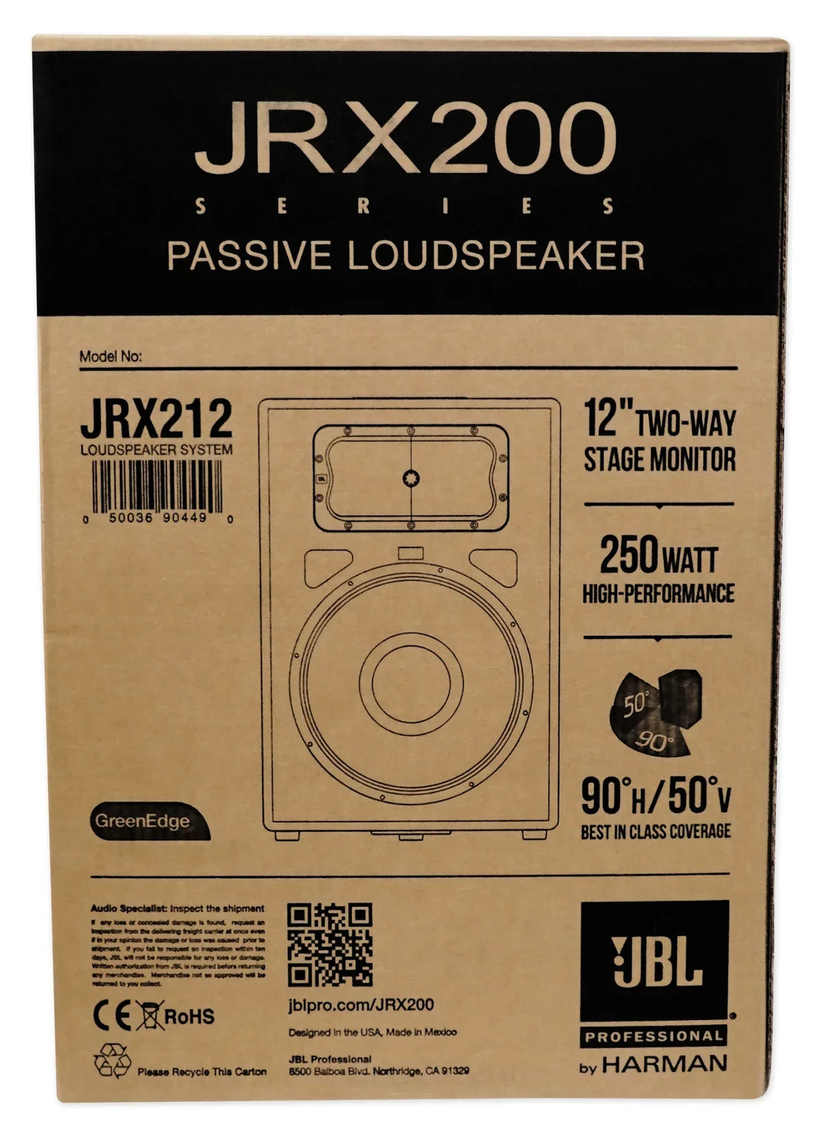 JRX212 1,000 Watt 12" 2-Way  P/A Speaker Floor Wedge Monitor + Hand Truck