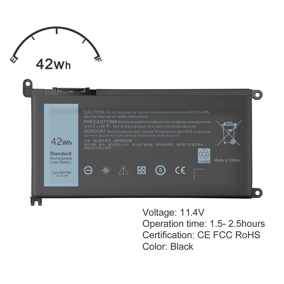 4Cell WDX0R Laptop Battery for Dell Inspiron 13-5000 13-7000 15-5000 15-7000