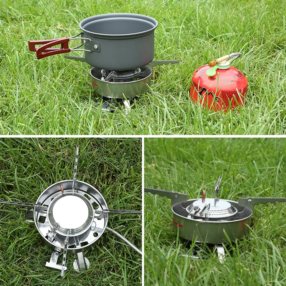 Meterk -10 Outdoor Portable Camping Picnic Split-Type Stainless Steel Butane Gas Cooker Big Power Large Blaze