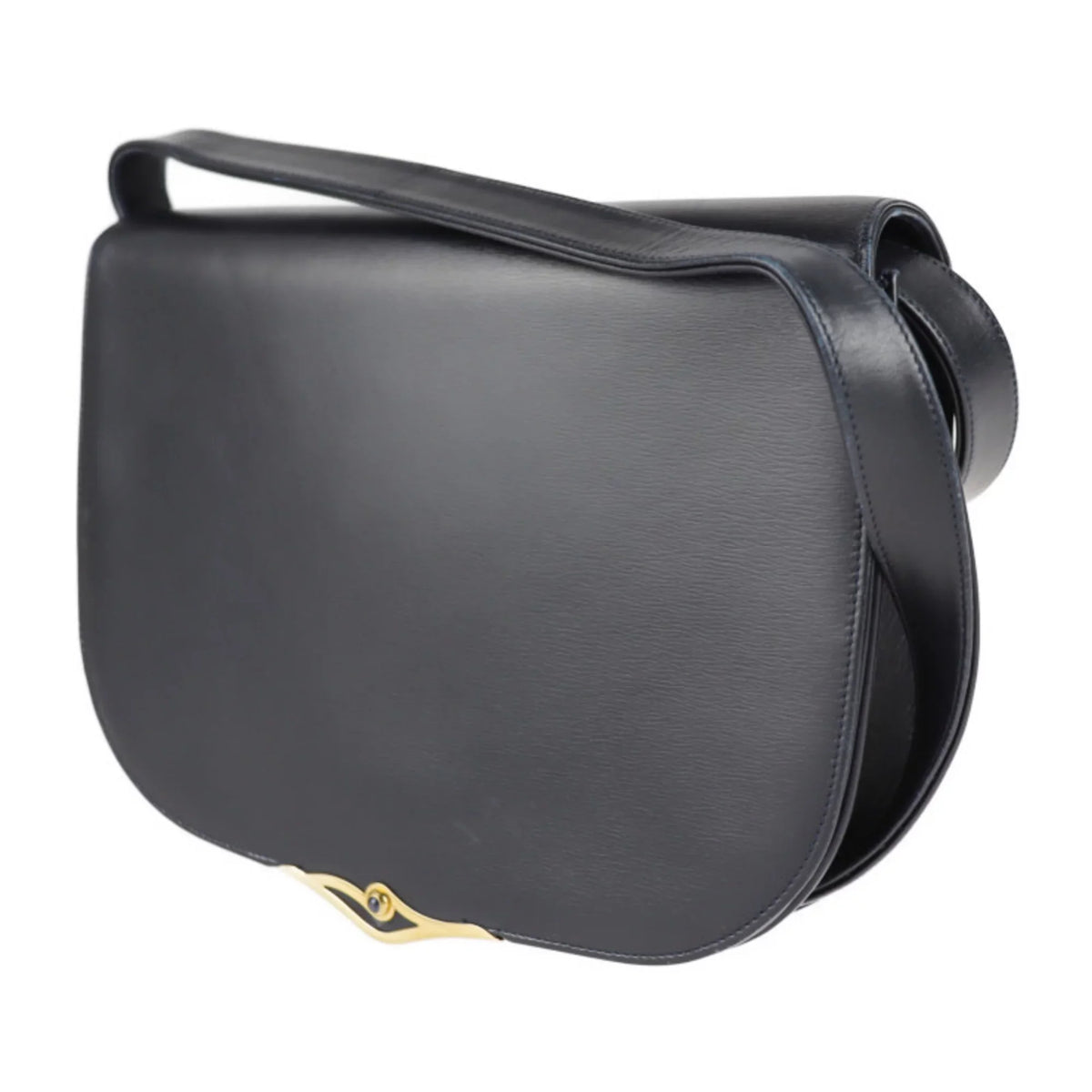 Pre-Owned  Cartier sapphire line shoulder bag calf leather dark navy 2WAY clutch (Good)