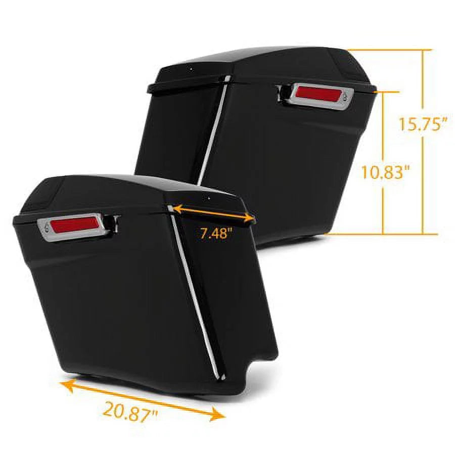 Kojem 5"  Hard Saddlebags w/Speaker Grills for Harley Touring Glide 14 15 16 17 18 19 20 21 22 23 with Audio Cover