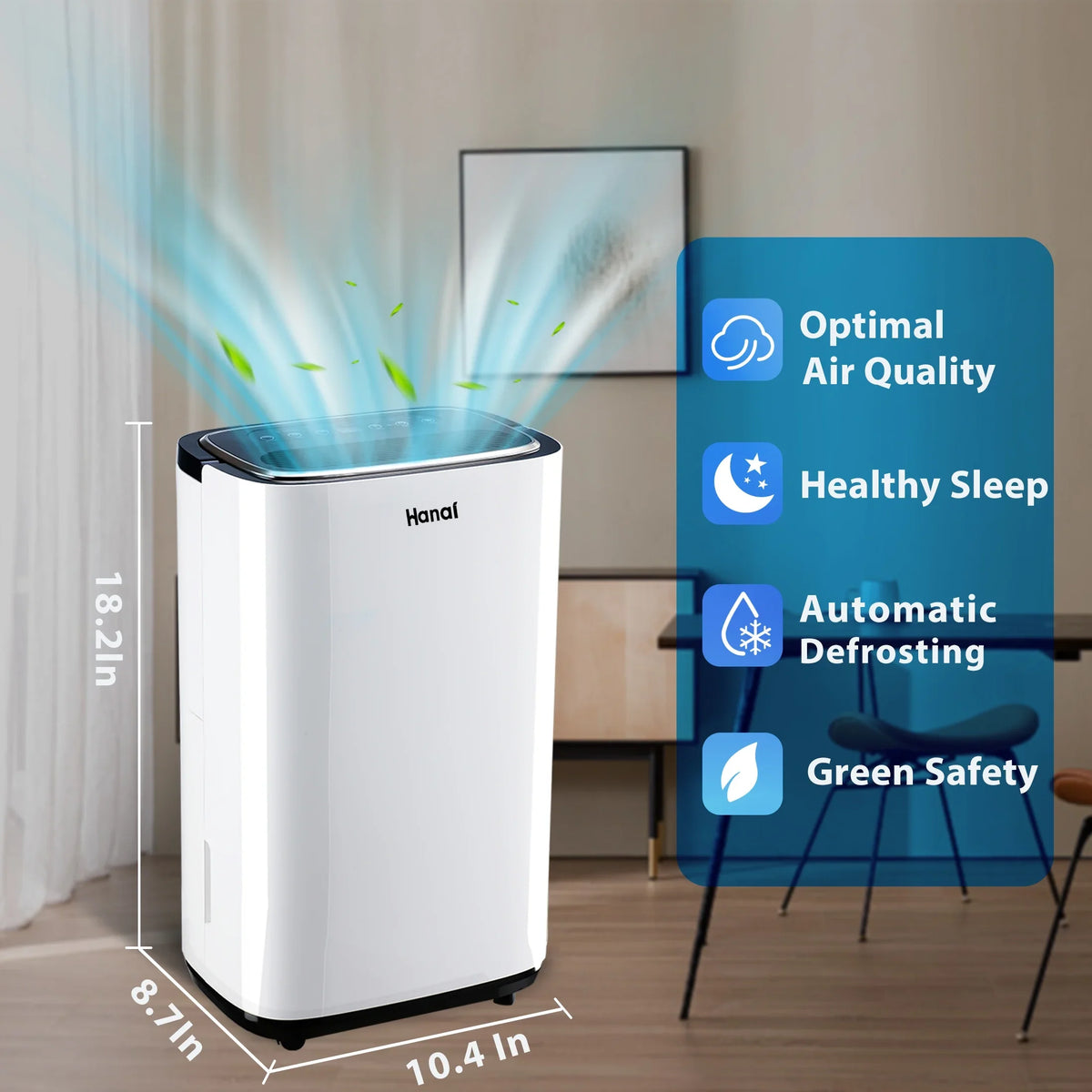 22 Pints Dehumidifier,1500 Sq.Ft,Protable Dehumidifier for Basement and Home with Drain Hose,Max Moisture Removal 30 Pints (95 "F, 95% ),White