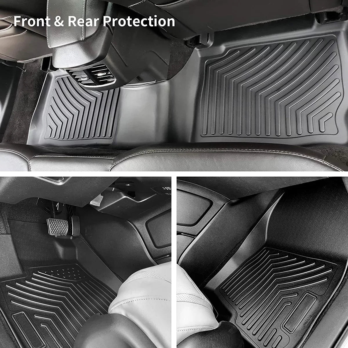 Ledkingdomus  Rubber Front and Rear Floor Mats Set for 2019 2020 2021 2022 2023 2024 Dodge Ram 1500 Crew Cab All-Weather