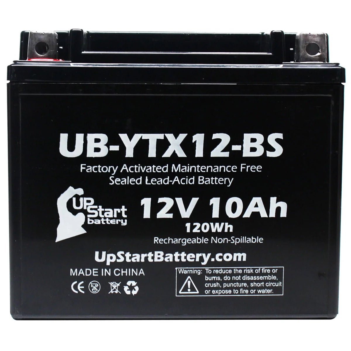 UpStart Battery Replacement 2002 Suzuki -R1000 1000  Factory Activated, Maintenance Free, Motorcycle Battery - 12V, 10Ah, -YTX12-