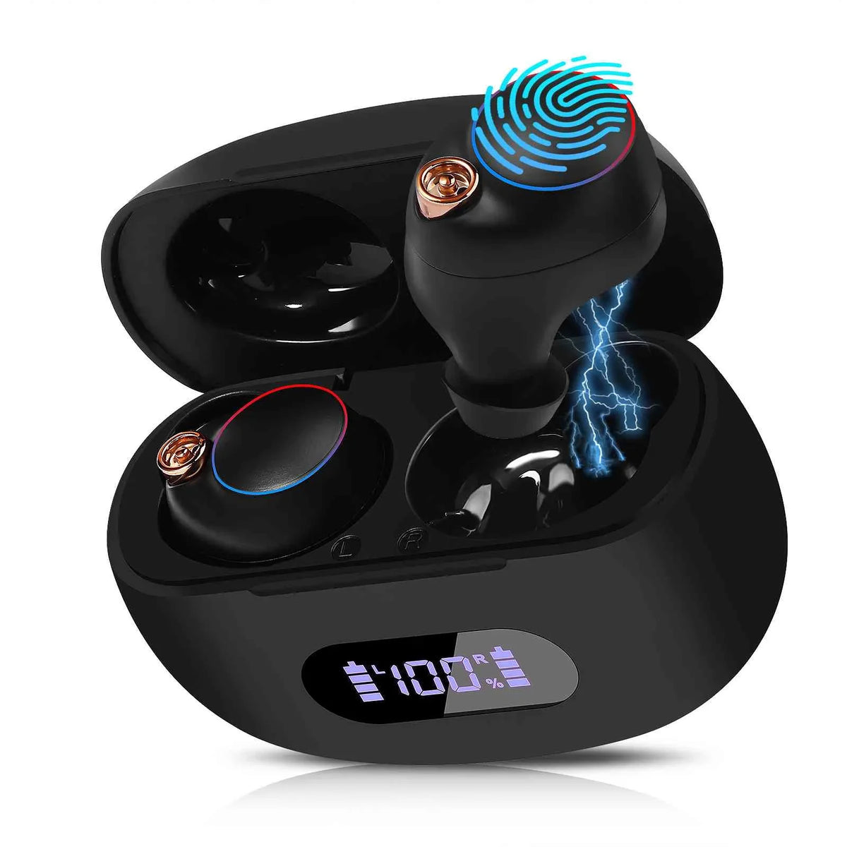 UrbanX True Wireless Bluetooth Earbuds + Charging Case, Black, Dual Connect, IPX5 Water Resistance, Bluetooth 5.2 Connection, Balanced, Bass Boost Compatible with Lenovo Tab M10 Gen 3