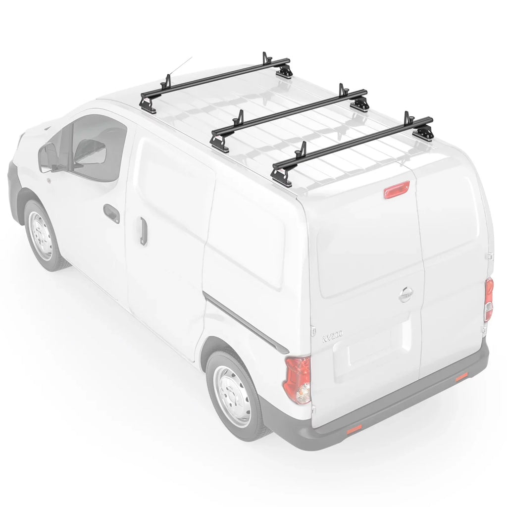 '-Racks Model AX312 Aluminum Van Roof Rack Cross Bars Fits for 2013-On NV200/ 2014-On Transit Connect/ 2013-2017 City Express, 3 Bar 50'' - Black