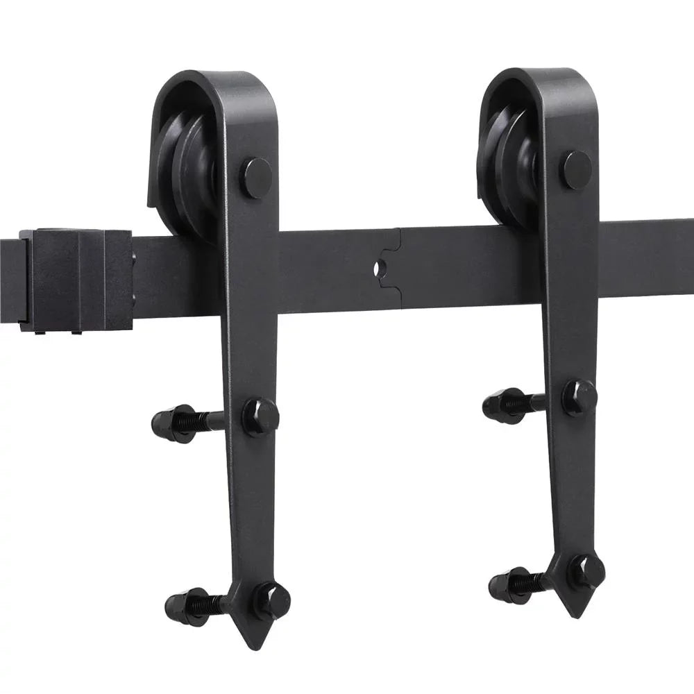 Easyfashion Arrow Design Black Steel Single-door 6 Ft Sliding Track Barn Door Hanging Hardware Kit