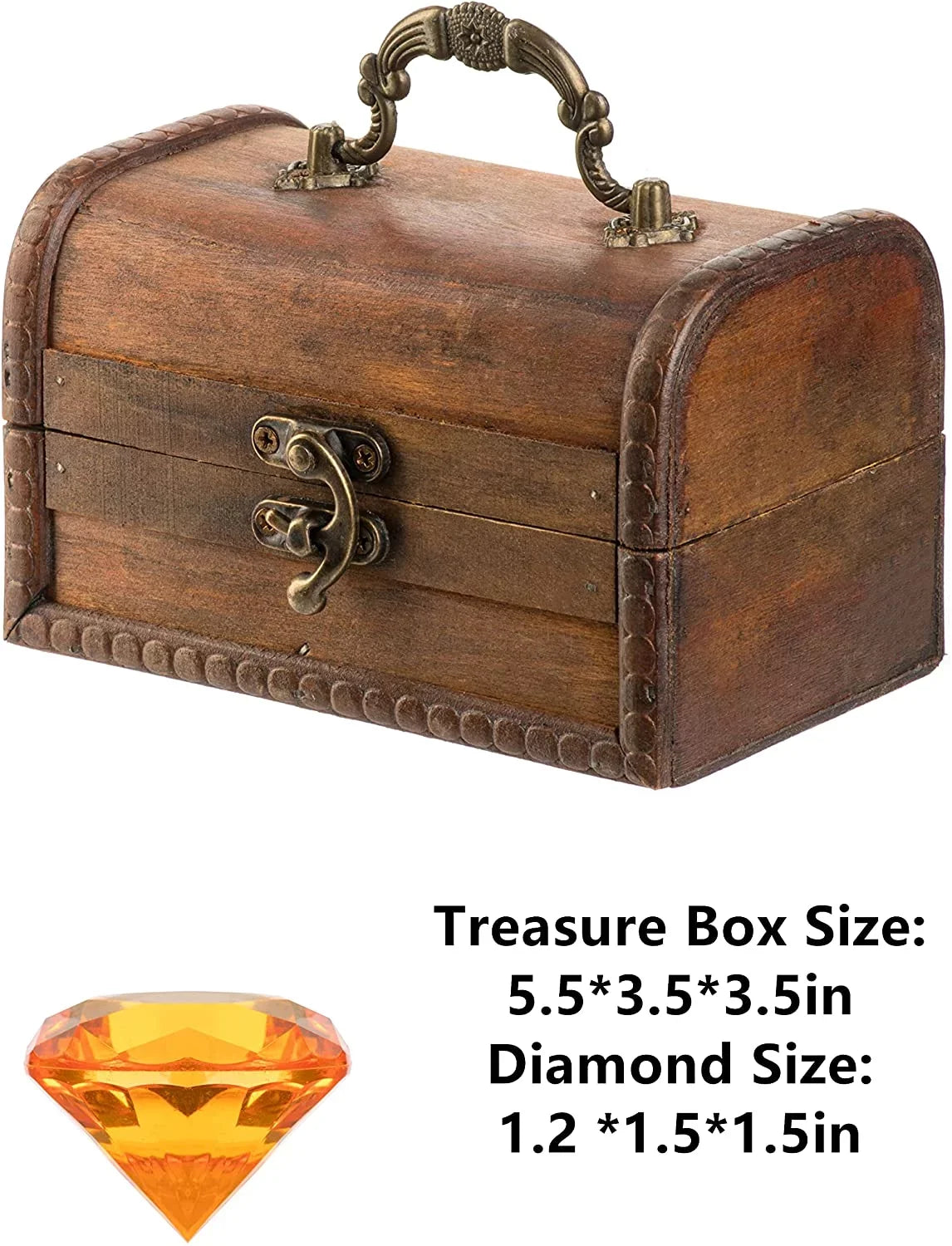 Diving Gem Pool Toy 15 Big Colorful Diamond Set with Big Treasure Chest Pirate Box Underwater Gem Diving Dive Throw Toy Set Swimming Training Gift Toy