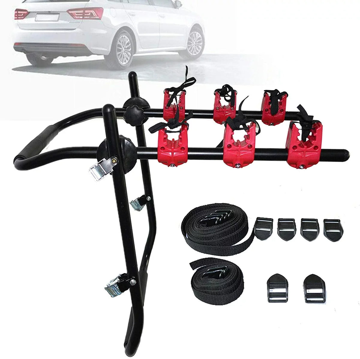 3-Bike Trunk Mount Rack Auto Hitch Mount Fit For Car Truck Carrier Van