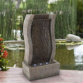Stone Wall Standing Fountain-Polyresin Waterfall With  Lights-Outdoor Decorative Water